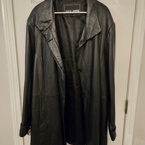 Sleek Black Leather Trench Coat for Women